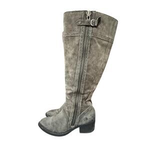 Born Polly Suede Leather Knee High Double Side Zip Buckle Boot Size 6.5 M Gray
